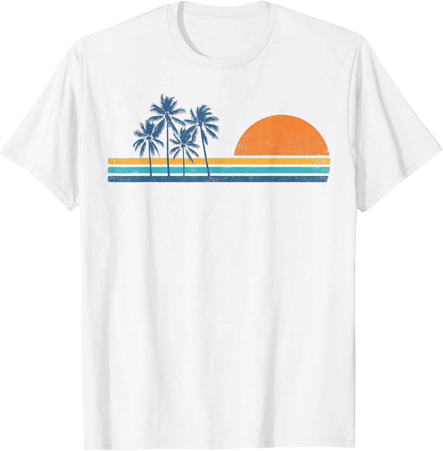 Retro 70s Sunset Palm Trees Vintage Tropical Beach Graphic T-Shirt