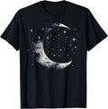 Stars and Moon Night Sky Galaxy Aesthetic Graphic Lovers T-Shirt