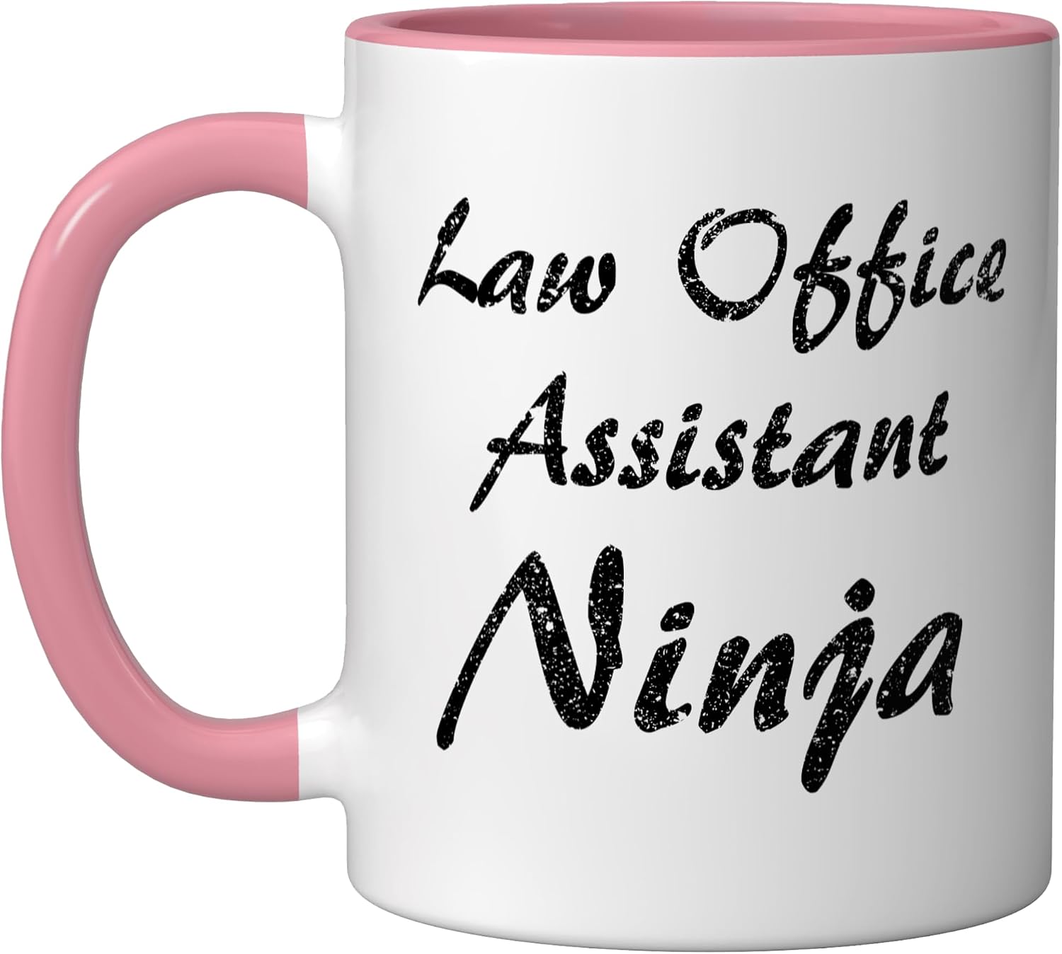 Law Office Assistant Tshirt Occupation Work Ceramic Mug, Pink/White