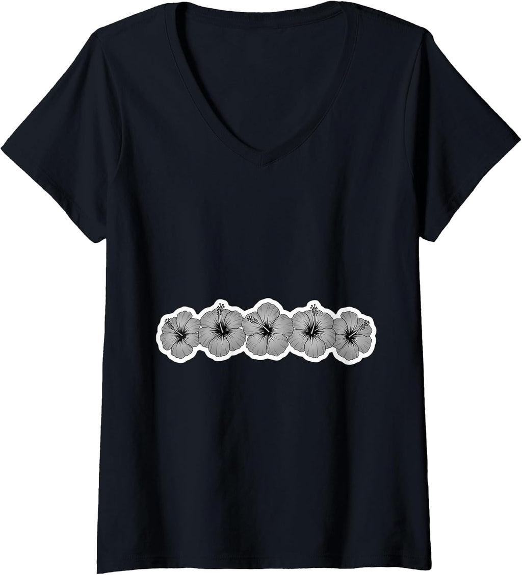 Black White Hibiscus Flower Hawaii Surfer Merch