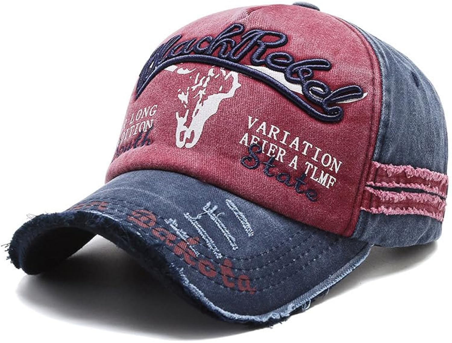 1 PCS Vintage Patchwork Letter Embroidered Baseball Cap-Denim Folded Rim Washed Sun Hat Adjustable Unisex