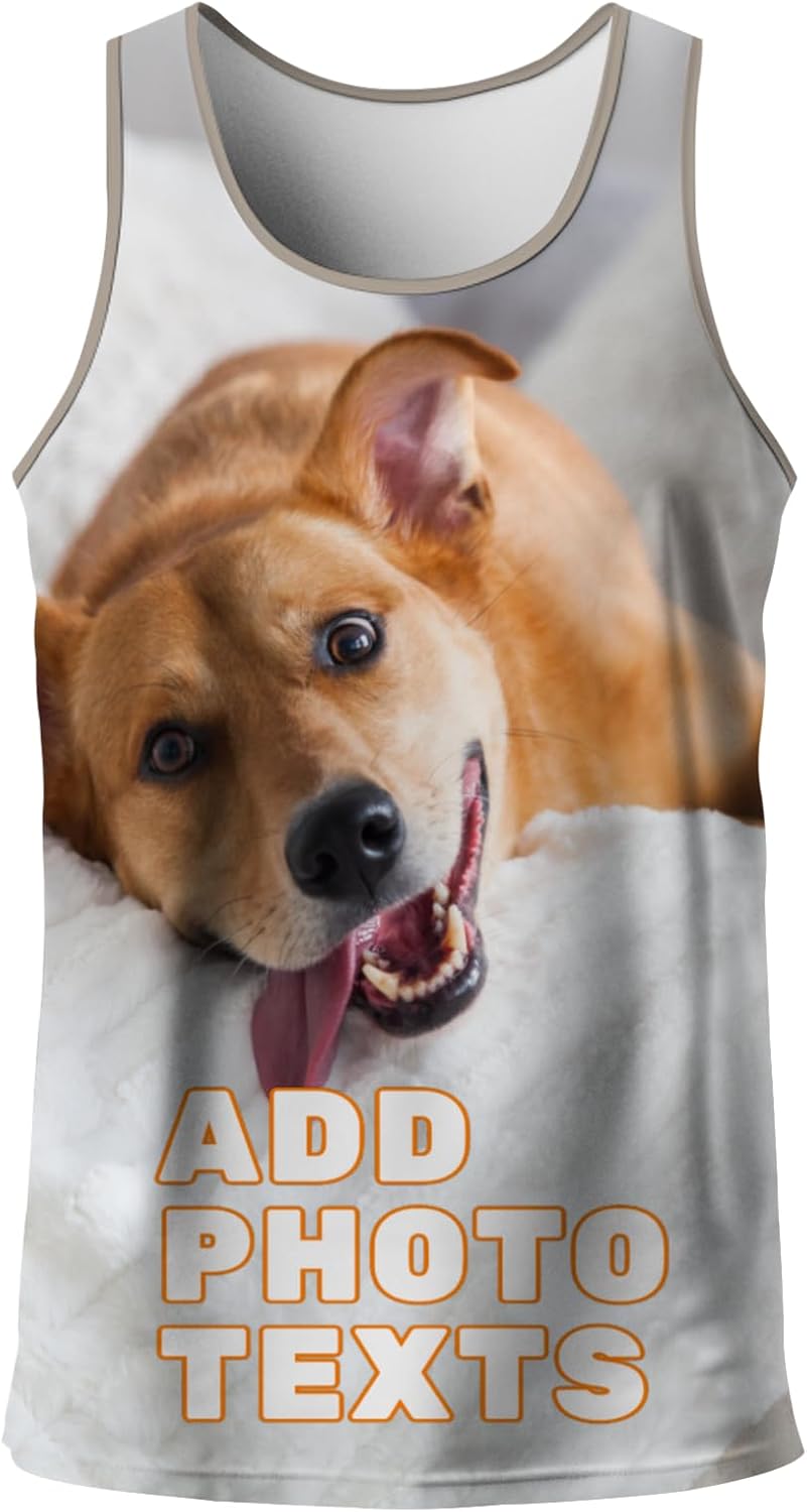 Custom Tank Top All Over Printed Tank Tops Personalized Photo Tank Top Sleeveless Shirts for Men