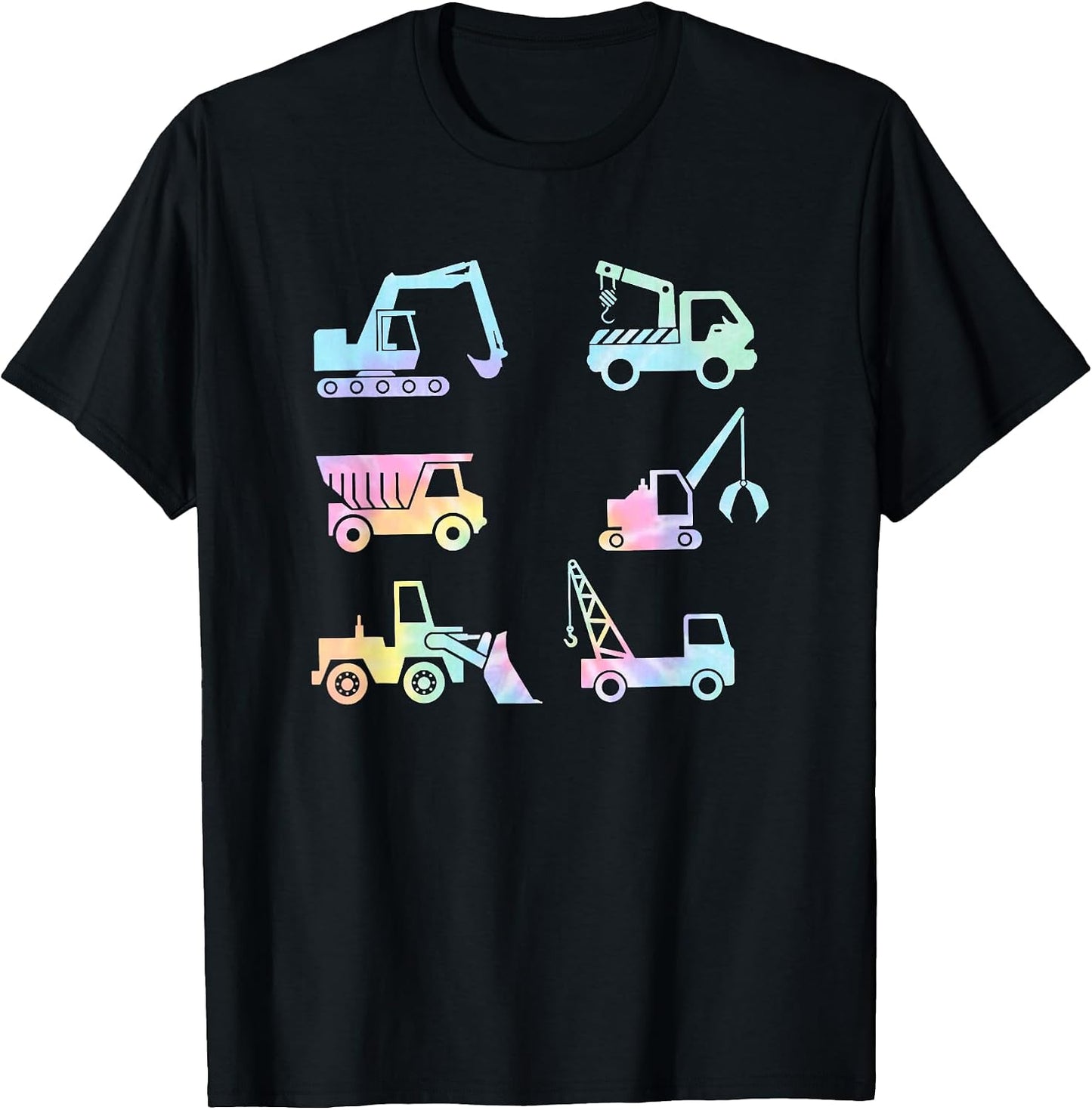 Boys Kids Toddlers Adults Funny Construction Trucks Tie Dye T-Shirt