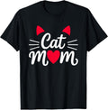 Cat Mom Cute Funny Women's Feline Lover Art Graphic T-Shirt