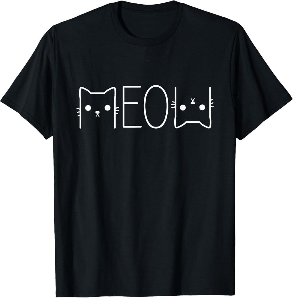 Funny Meow Graphic Merch Casual Cat Lover Cute Cat Meme T-Shirt