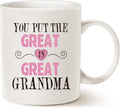 MAUAG Mothers Day Gifts Grandma Coffee Mug, You Put the Great in Great Grandma Best Birthday Presents for Your Grandmother Cup White, 11 Oz