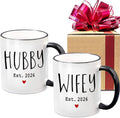 Dnuiyses EST 2026 Hubby Wifey Mugs Set Wedding Gift for Couples, Promoted to Be Hubby Wifey Wedding Gift, Couples Birthday Coffee Mug, Wedding Gifts for Newlywed