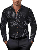 Men's Patterned Printed Long Sleeve Dress Shirts Button Down Business Shirts