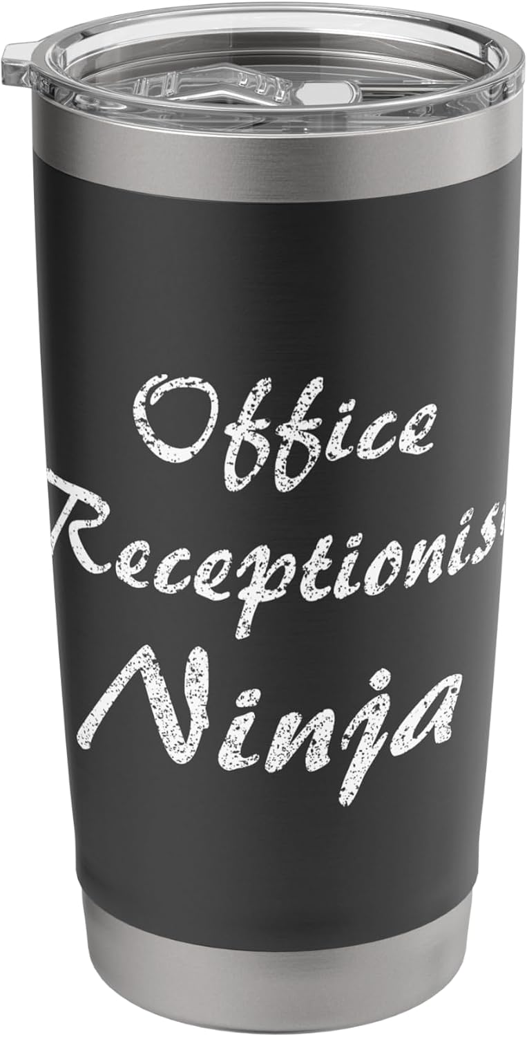 Office Receptionist Tshirt Job Occupation Funny Work Title Stainless Steel Insulated Tumbler