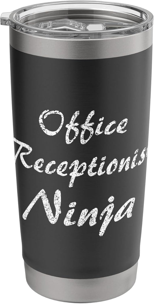 Office Receptionist Tshirt Job Occupation Funny Work Title Stainless Steel Insulated Tumbler