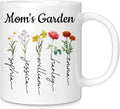 Elemtansy Mothers Day Custom Coffee Mug Gifts for Mom,11oz Personalized Ceramic Mama Mugs with Photo Text & Birth Flower, Customized Birthday Gift for New Moms (Mom-Flowers & Names)