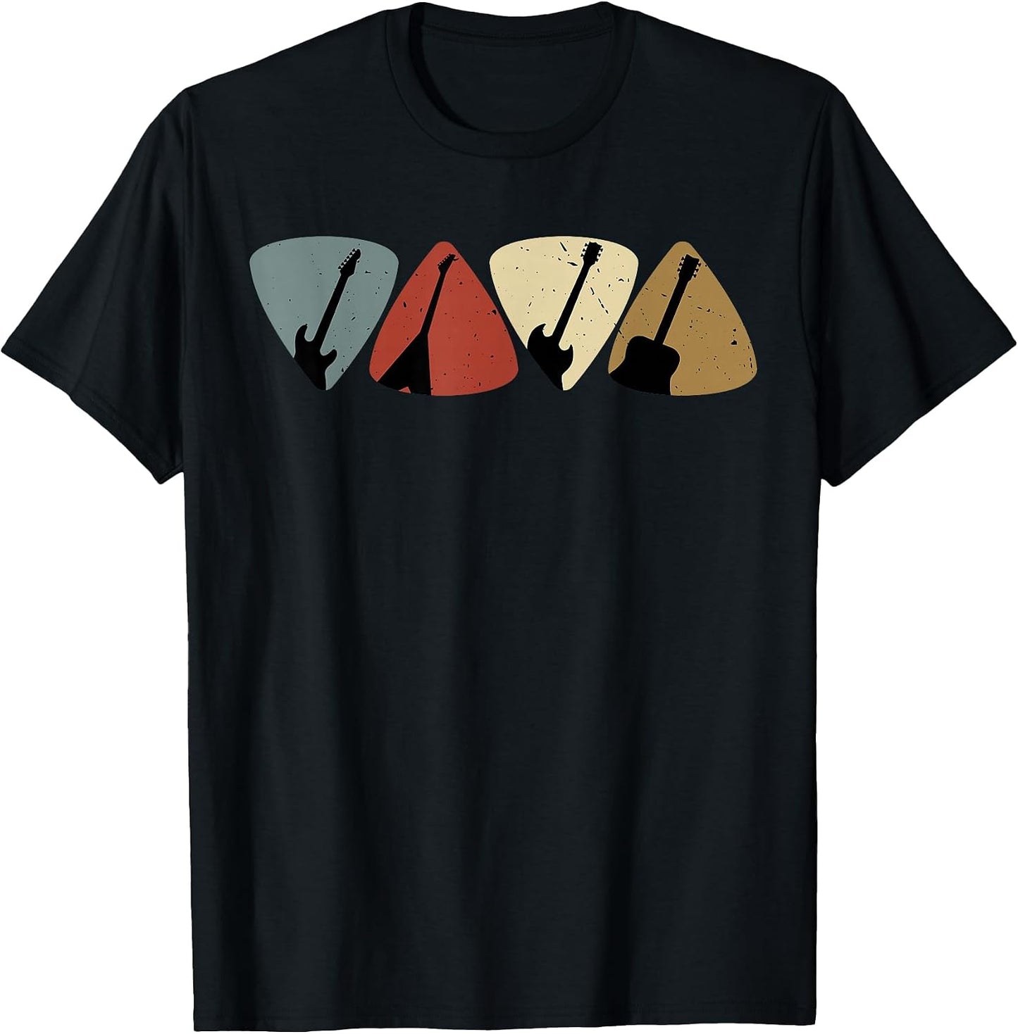 Retro Vintage Guitar Pick Player Guitarist Bassist Musician T-Shirt Small