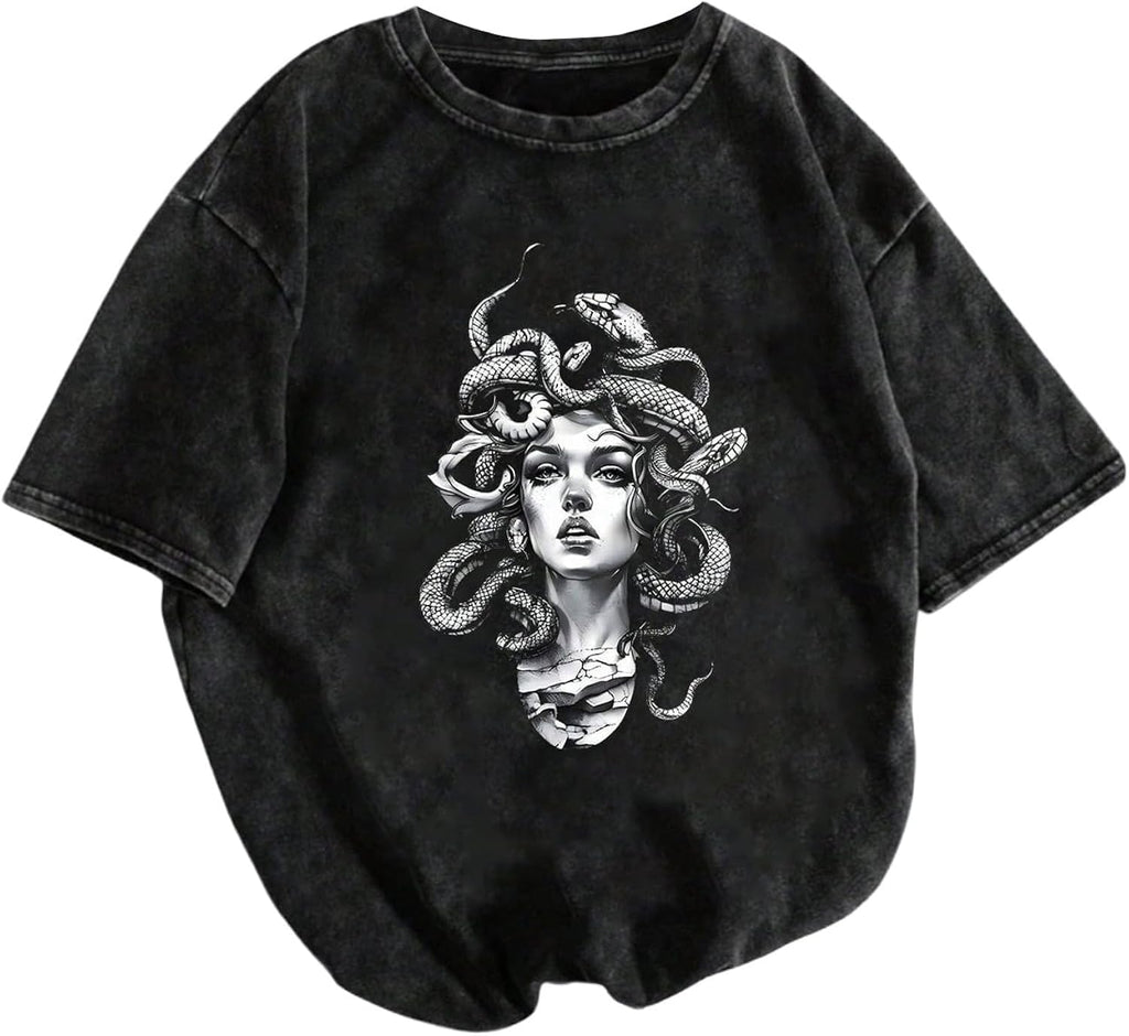 Women's Graphic Grunge Vintage T Shirts Short Sleeve Summer Cool Tops Hip Hop Outfit Streetwear