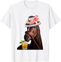 Funny Horse Derby Party Blue T-Shirt: Classic Fit Round Neck, Ruffle Sleeve
