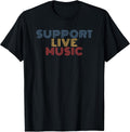 Support Live Music retro rainbow band concert T-Shirt