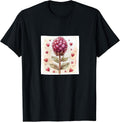 Globe Amaranth Flowers And Hearts Around Merch