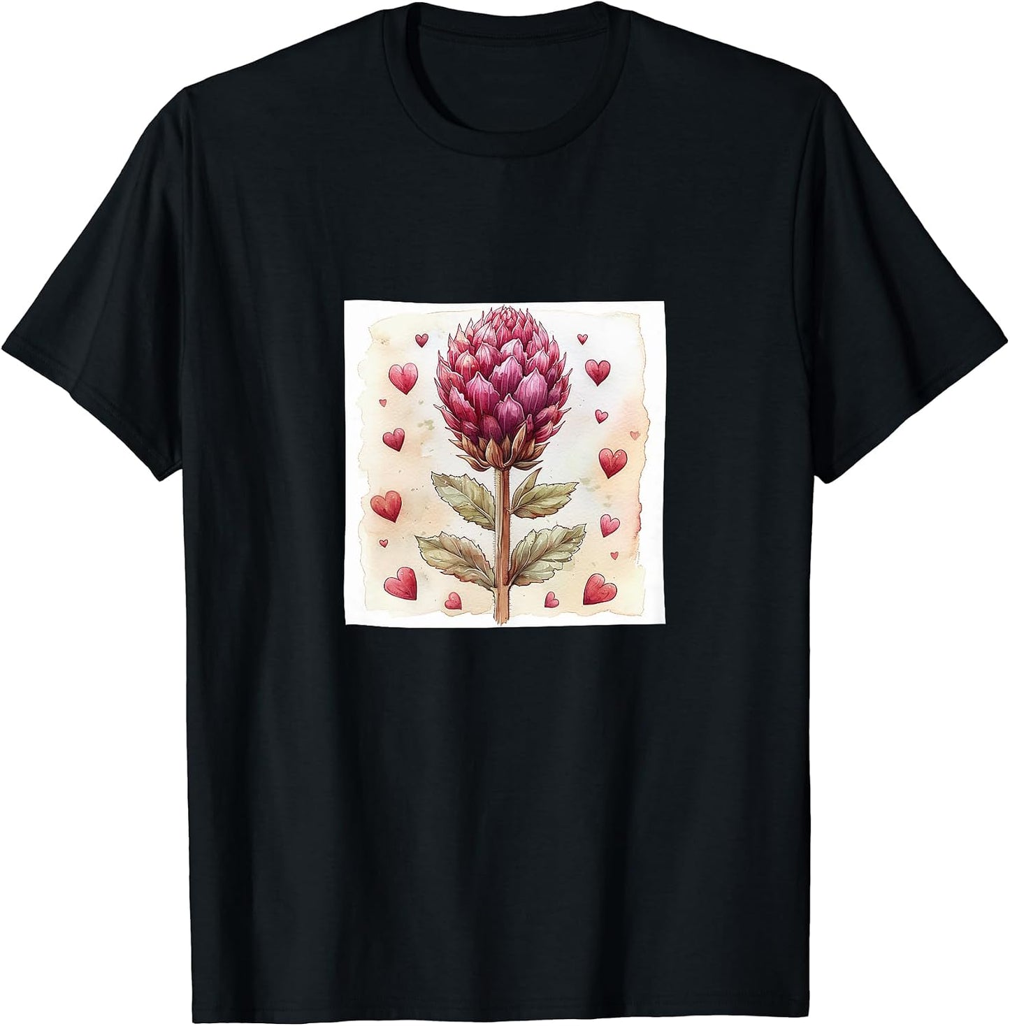 Globe Amaranth Flowers And Hearts Around Merch