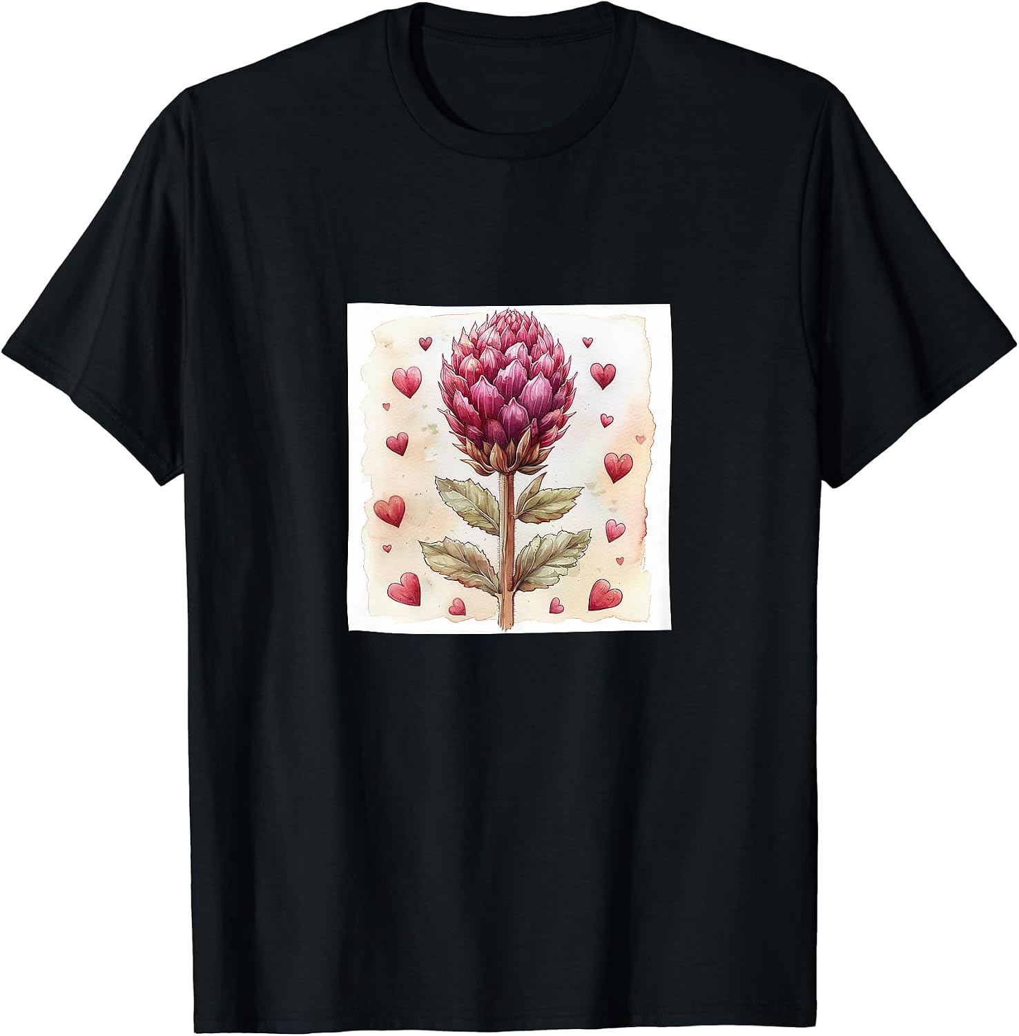 Globe Amaranth Flowers And Hearts Around Merch