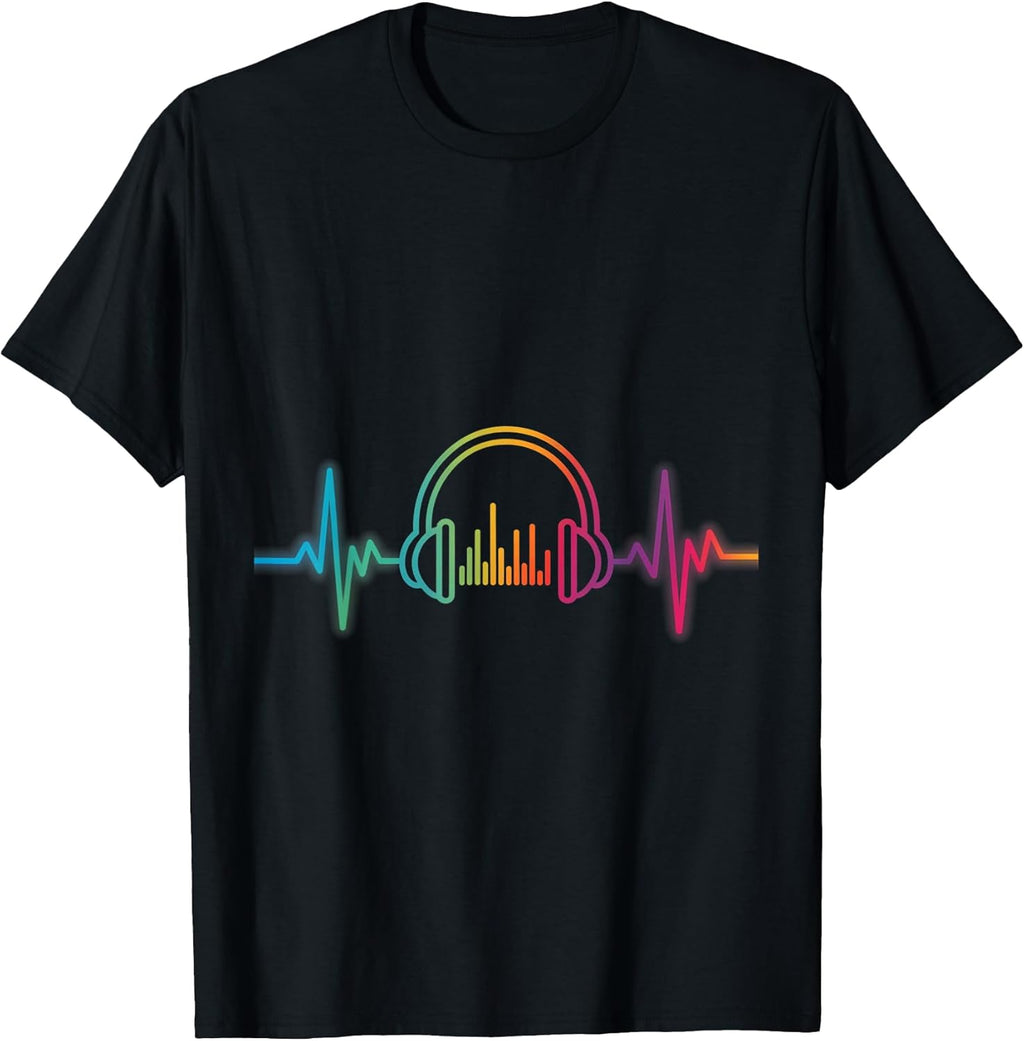 Colorful Music Headphones Heartbeat Wave