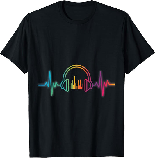 Colorful Music Headphones Heartbeat Wave