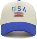 USA Hat for Men & Women, Embroidered American Flag Baseball Cap, Adjustable Vintage Two-Tone Design