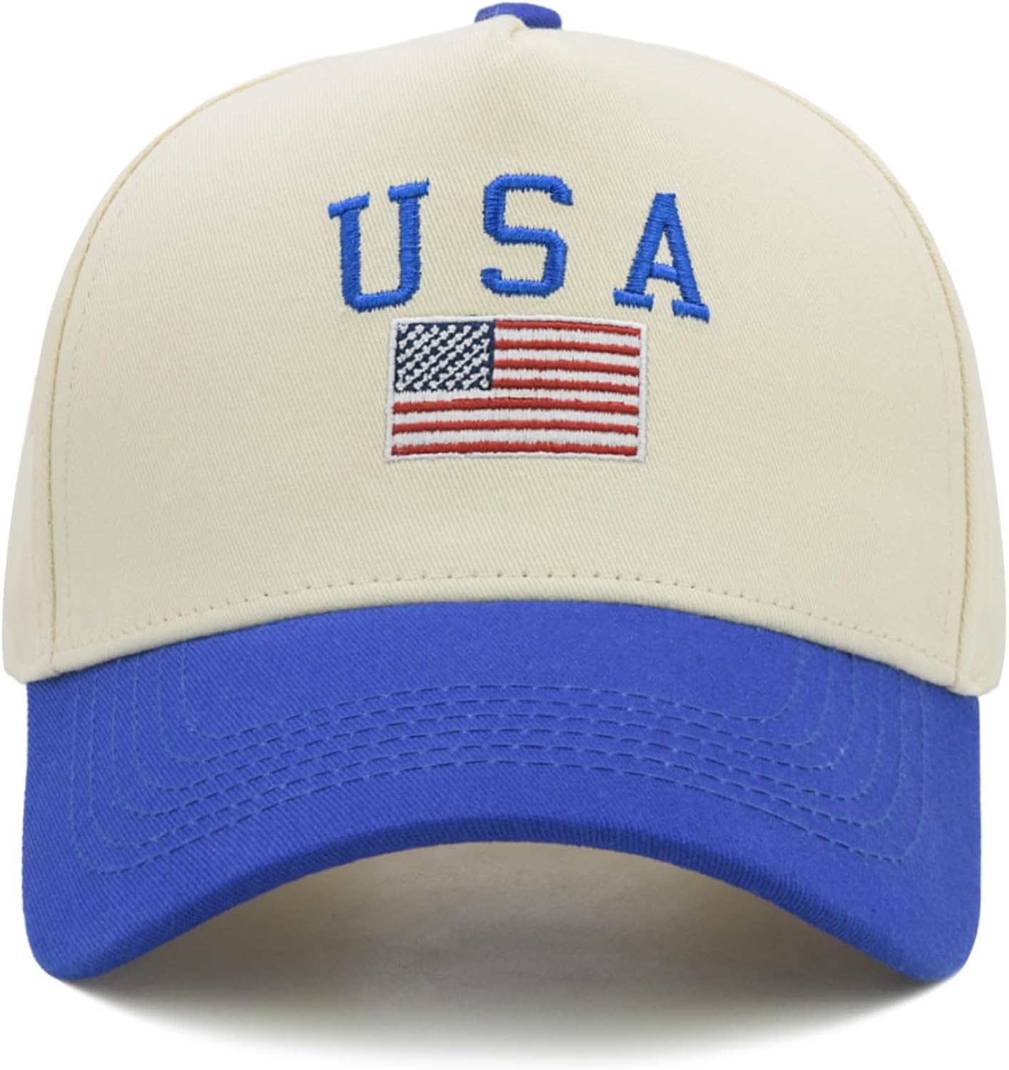 USA Hat for Men & Women, Embroidered American Flag Baseball Cap, Adjustable Vintage Two-Tone Design