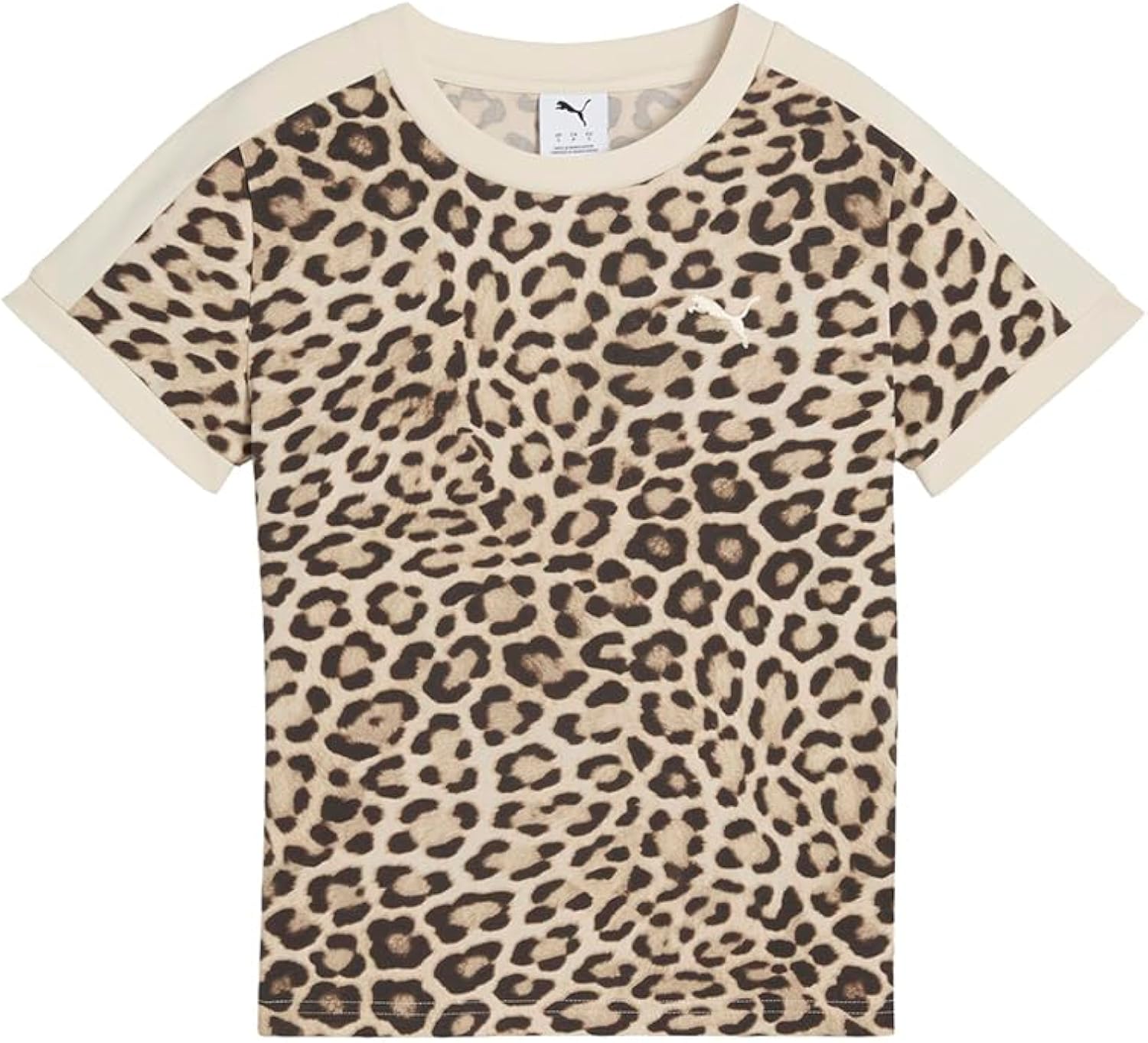 Womens T7 Leo Luxe All Over Print Slim Crew Neck Short Sleeve Casual Tops Casual - Black