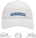 Custom Embroidered & Printed Hats for Men Women - Personalized Baseball Cap with Your Logo/Text, Vintage Dad Hat Style (White)