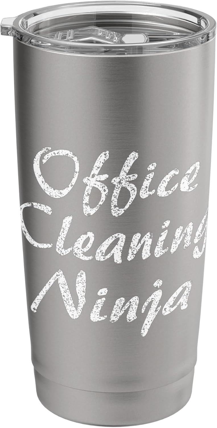 Office Cleaning Tshirt Job Occupation Funny Work Title Stainless Steel Insulated Tumbler