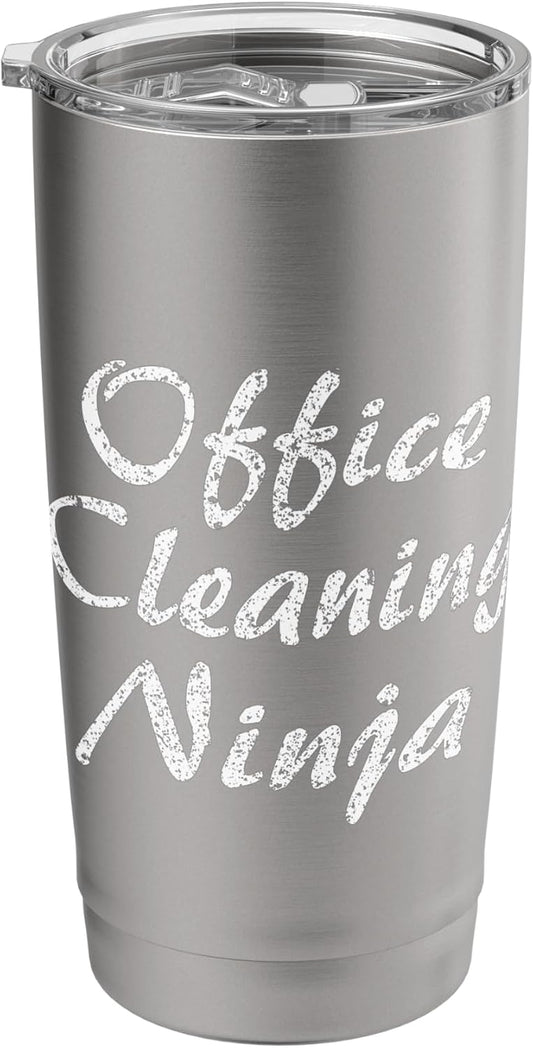 Office Cleaning Tshirt Job Occupation Funny Work Title Stainless Steel Insulated Tumbler