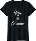 Yoga and Puppies Shirt,Namastay At Home with My Dog Lovers T-Shirt for Women