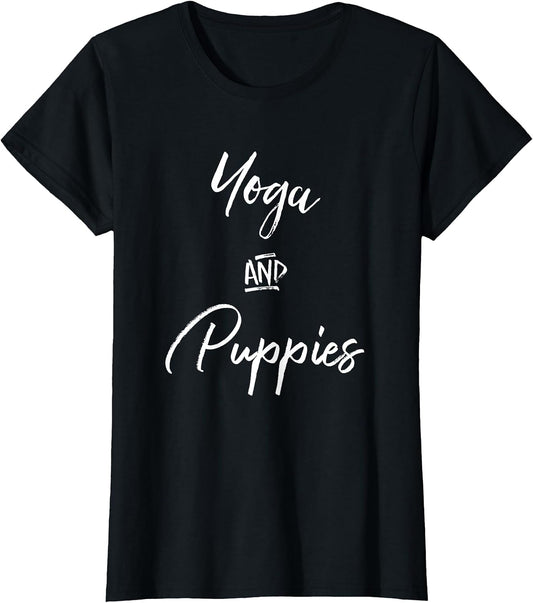 Yoga and Puppies Shirt,Namastay At Home with My Dog Lovers T-Shirt for Women