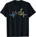 Heartbeat Cat Lover Animal Silhouette Cute Kitty Cat T-Shirt