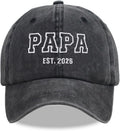 Papa est 2026 Hats for Men, Adjustable Embroidered Cotton Dad Baseball Cap