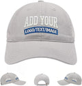 Custom Embroidered & Printed Hats for Men Women - Personalized Baseball Cap with Your Logo/Text, Vintage Dad Hat Style (Greyish-White)
