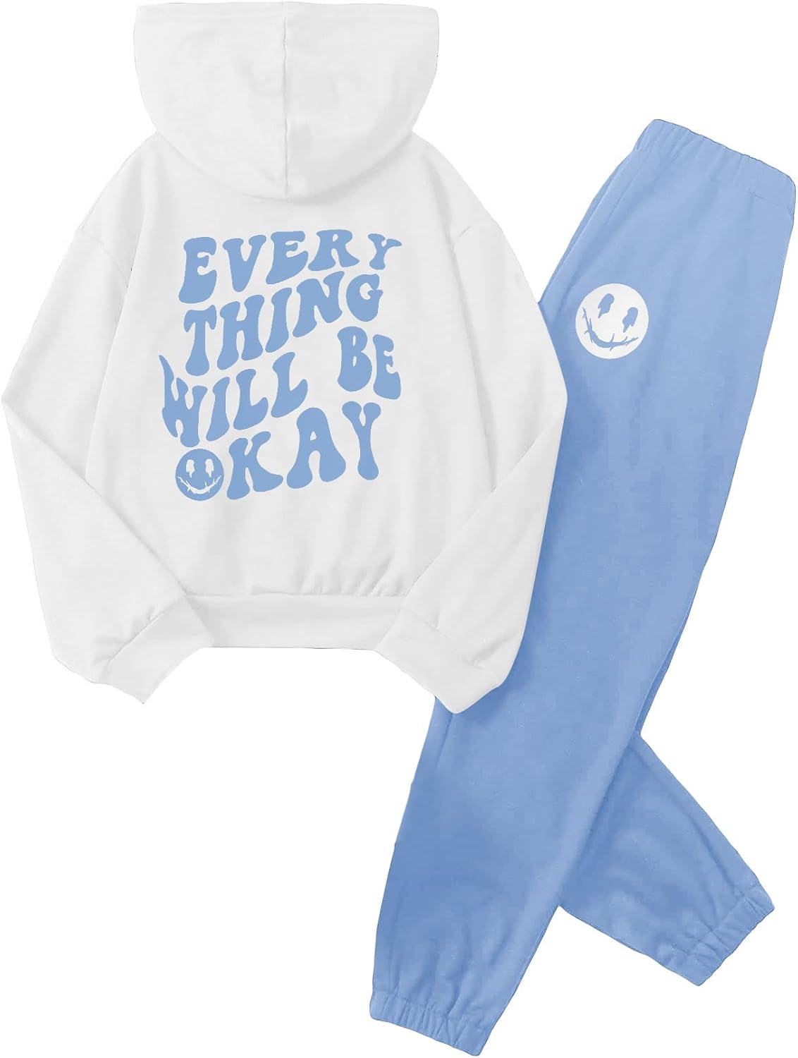 Girl's Sweatsuit 2 Piece Outfits Casual Graphic Long Sleeve Hoodies Sweatshirts and Sweatpants Set Fall Clothes