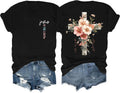 Faith Cross Christian T-Shirt with Boho Floral Cross Print Short Sleeve Casual Graphic Tee for Women