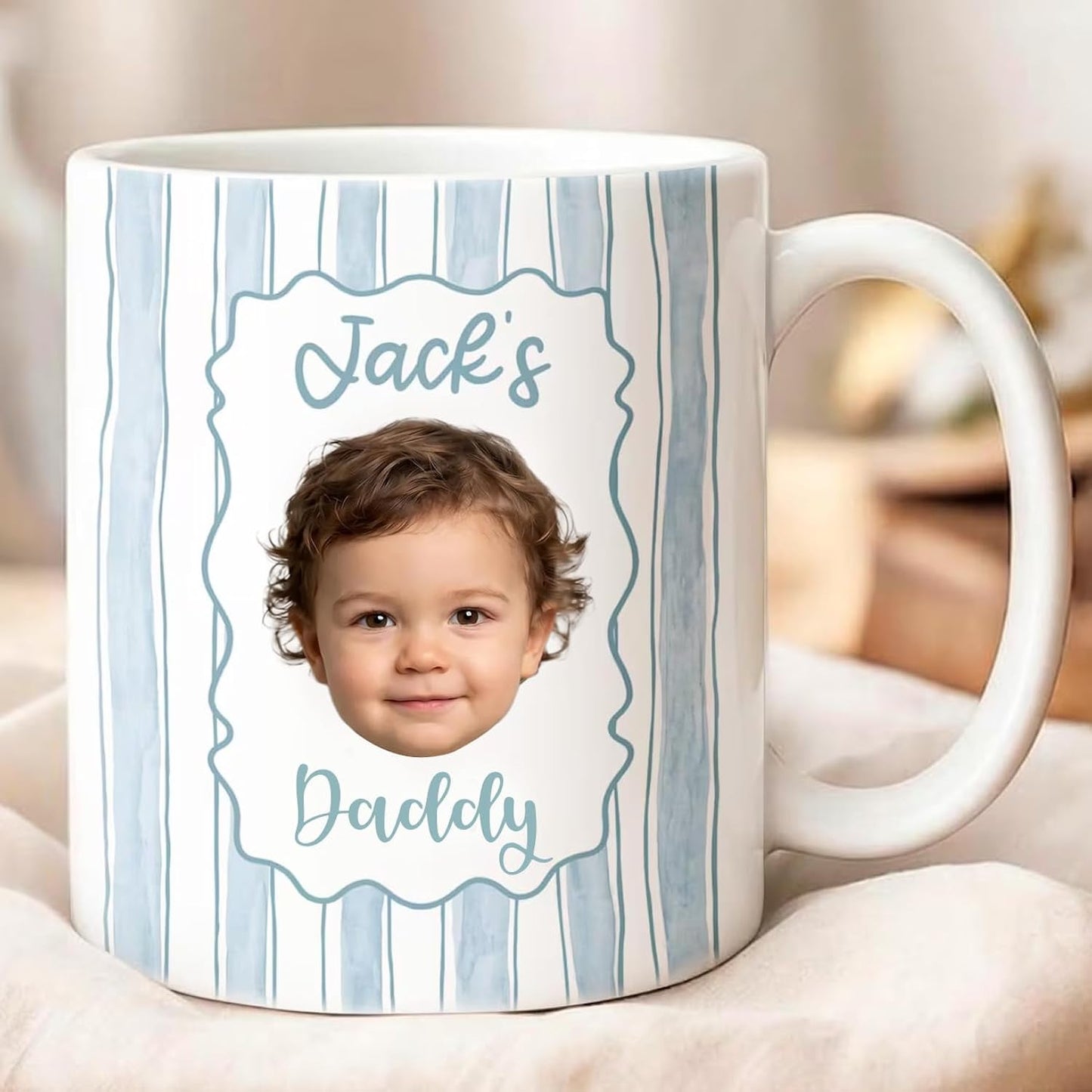 Custom Fathers Day Mug with Photo, Personalized Picture Coffee Mug for Dad Daddy Papa Grandpa Mom Grandma Nana Family Photo Gift Ceramic Cup for Mothers Day Birthday Gift from Kids