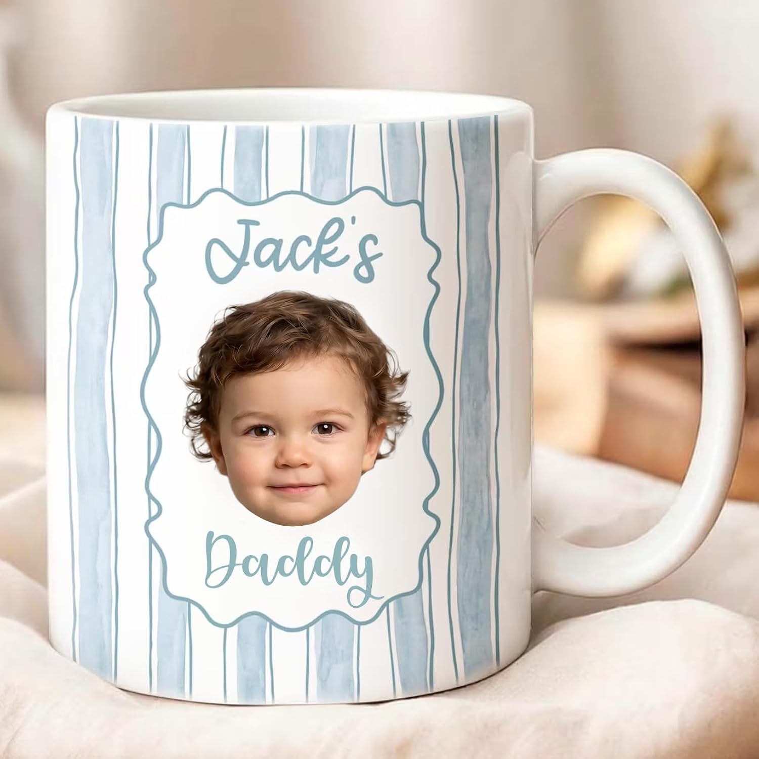 Custom Fathers Day Mug with Photo, Personalized Picture Coffee Mug for Dad Daddy Papa Grandpa Mom Grandma Nana Family Photo Gift Ceramic Cup for Mothers Day Birthday Gift from Kids