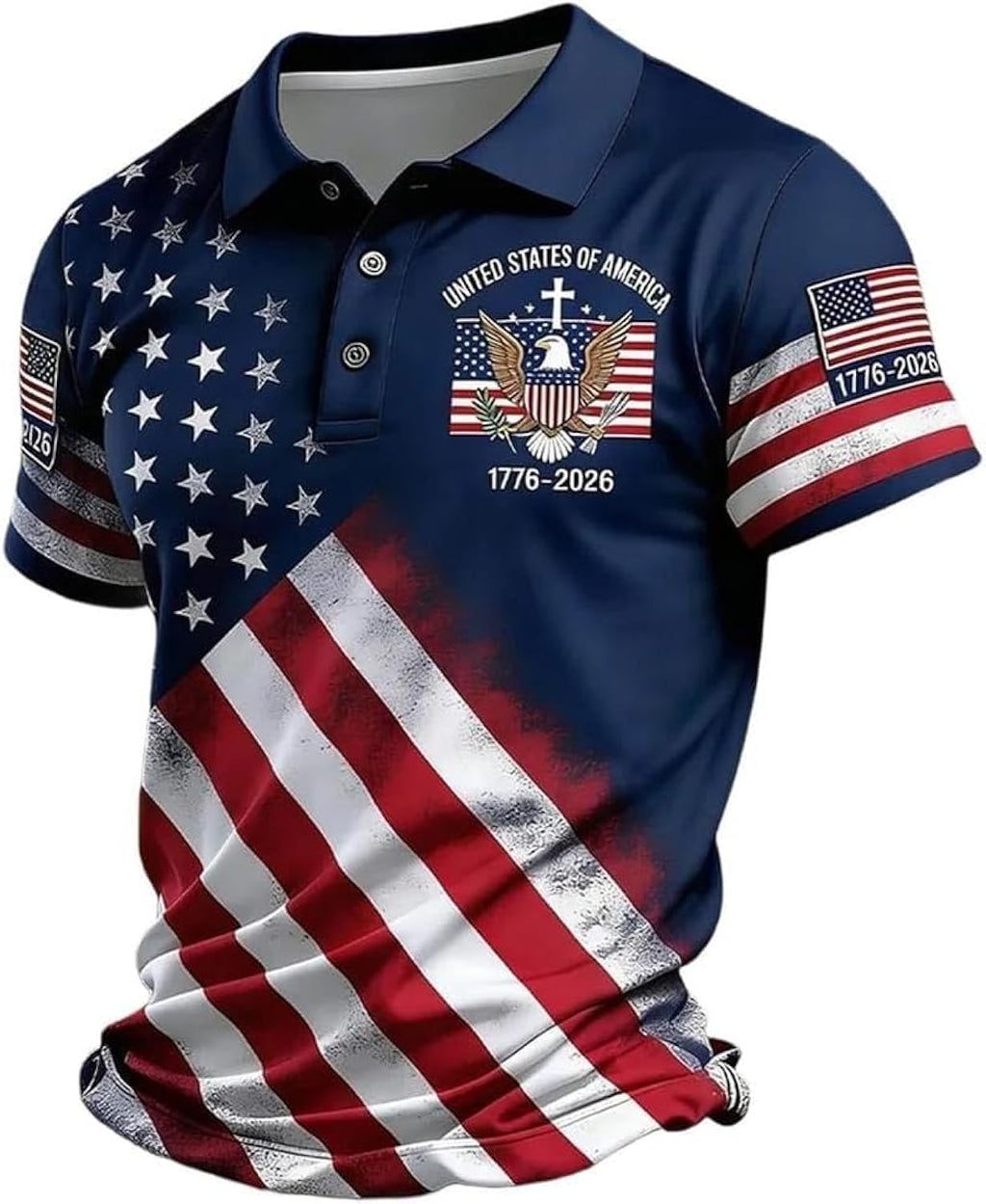Men's United States of America 1776-2026 Tops 250 Anniversary USA Shirt Eagle Patriotic Flag Tee