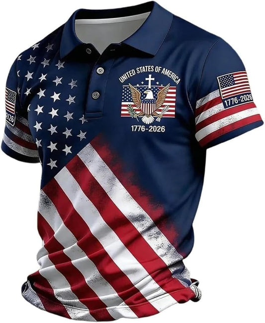 Men's United States of America 1776-2026 Tops 250 Anniversary USA Shirt Eagle Patriotic Flag Tee