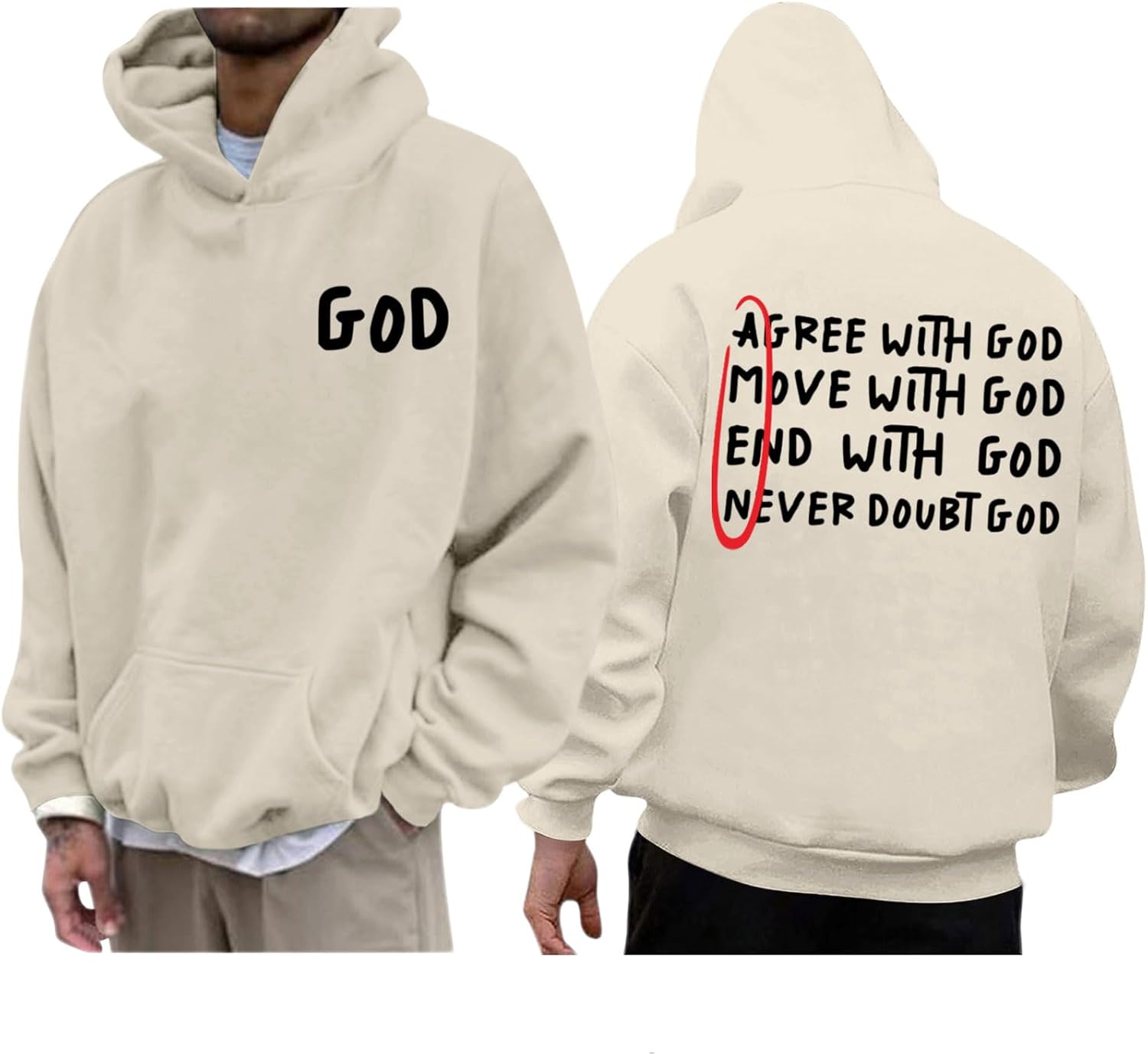 Christian Hoodies for Men Inspirational God Faith Jesus Sweatshirts Vintage Bible Verse Graphic Pullover Hoodie