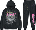 Y2K Hoodie Set Cobweb Spider Style Hoodie Pant Casual Tracksuit Long Sleeve Athletic Suit