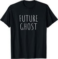 Future Ghost T-Shirt - Black, Unisex-Adults, Small, Short Sleeve, Crew Neck, Classic Fit, Halloween, Christmas