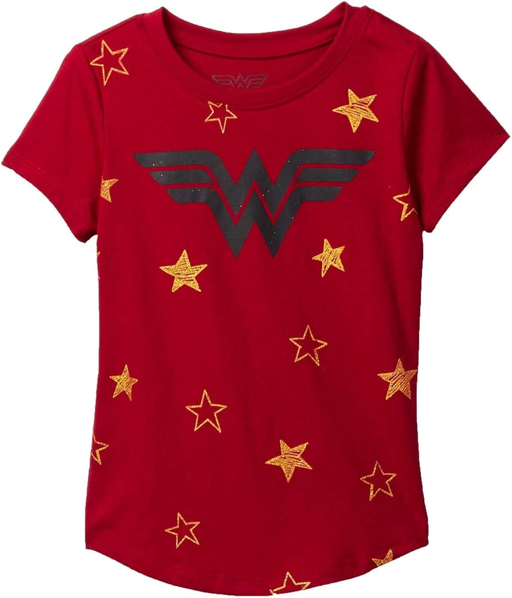 Girls T-Shirt Wonder Woman Logo & Stars Print