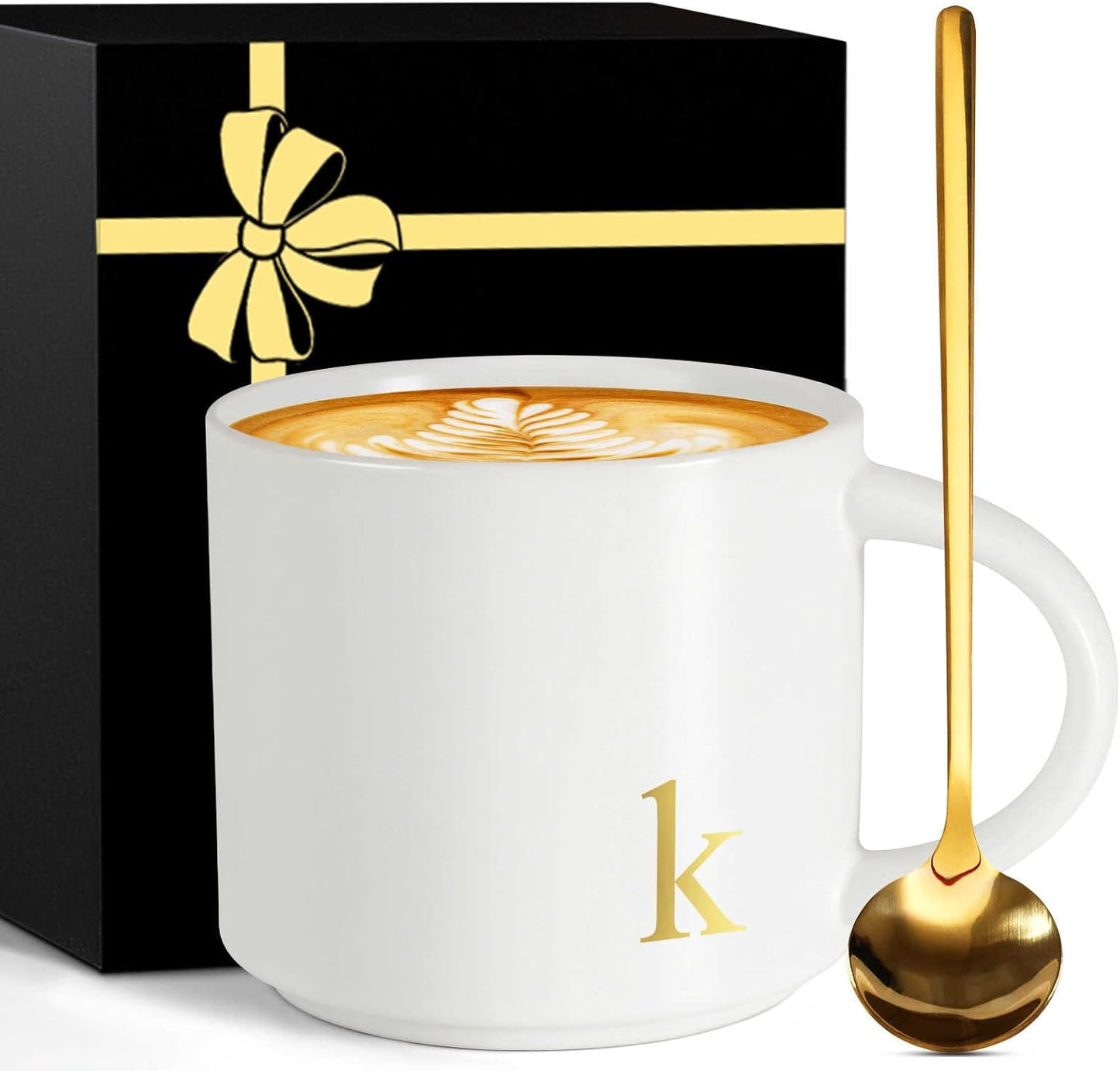 Monogrammed Ceramic Large Coffee Mug Tea Cup Mother Day Best Mama Mom Ever from Daughter Son Christmas Xmas Valentines Birthday Groom Bride Mother In Law Personalized Unique Special Gifts Present,K