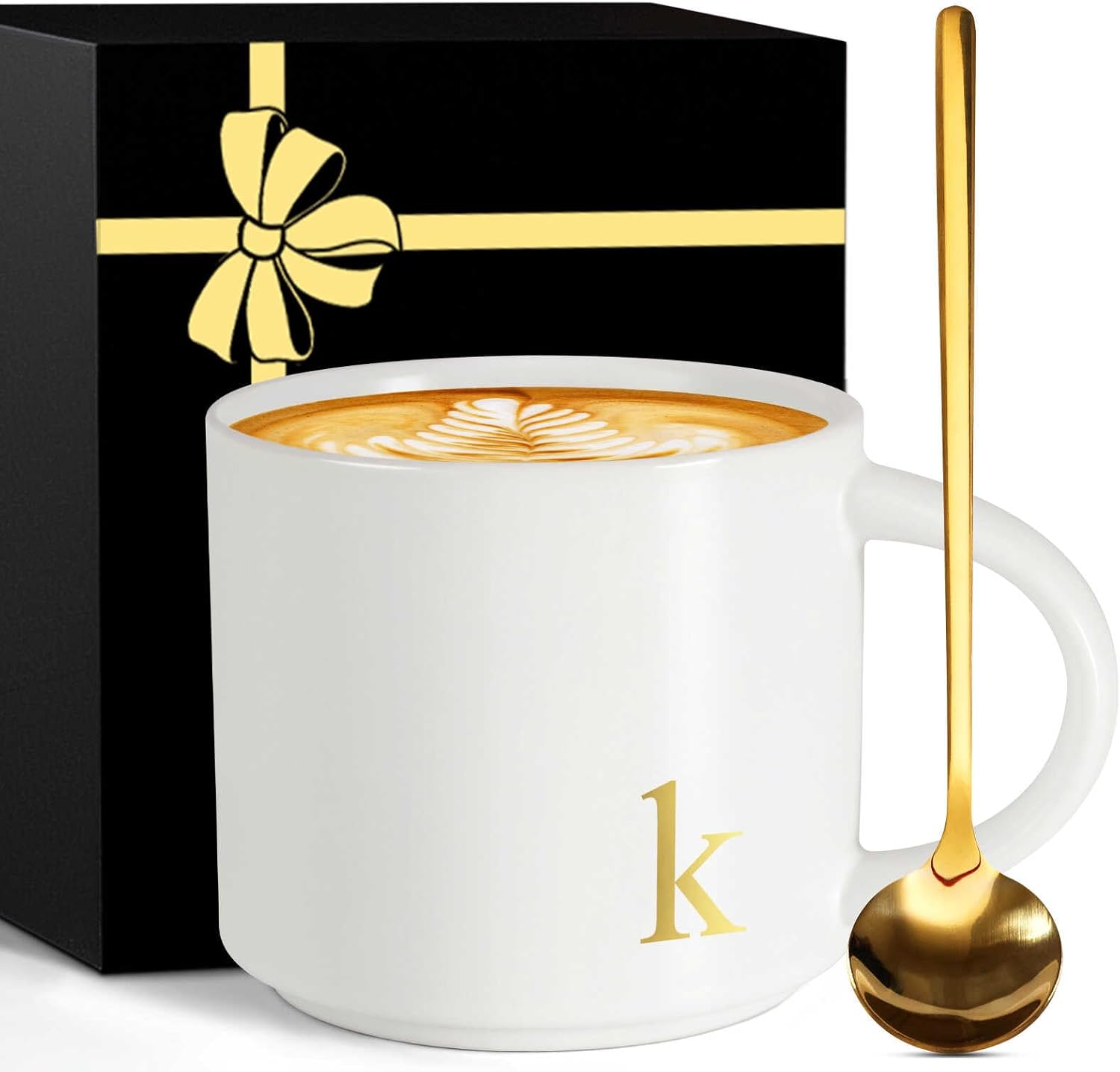 Monogrammed Ceramic Large Coffee Mug Tea Cup Mother Day Best Mama Mom Ever from Daughter Son Christmas Xmas Valentines Birthday Groom Bride Mother In Law Personalized Unique Special Gifts Present,K