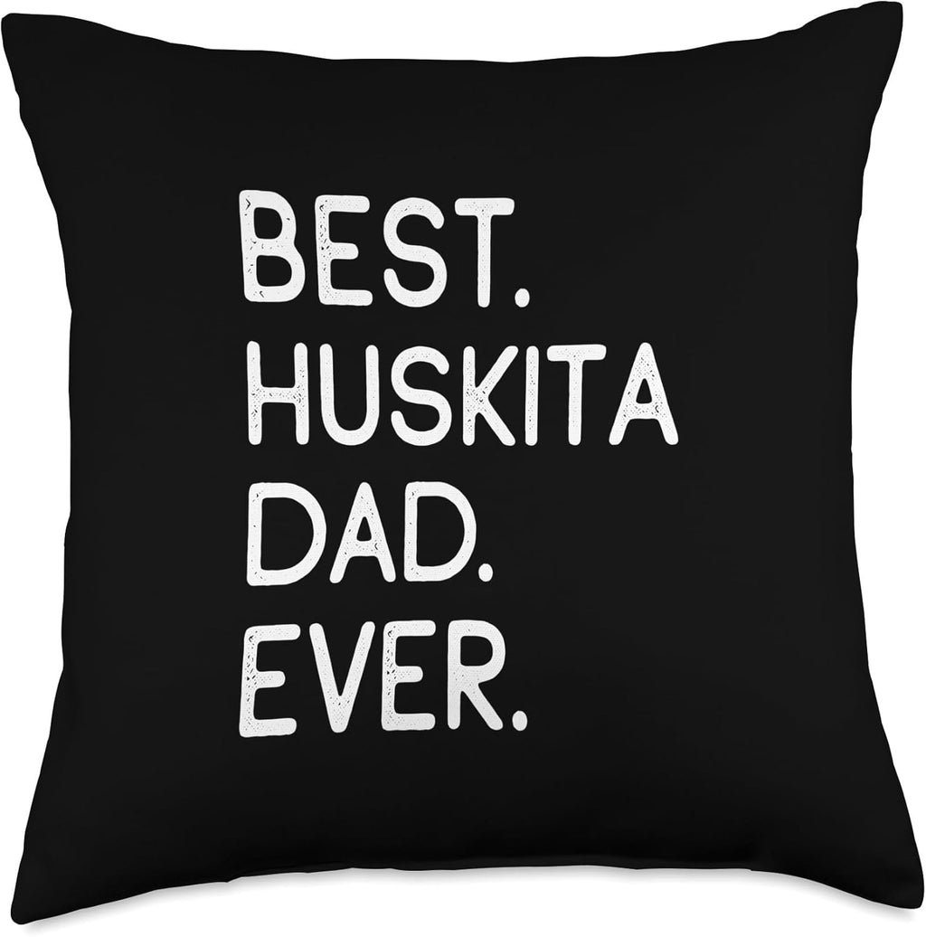 Huskitas Siberian Husky Akita Inu Mix Best Huskita Dad Ever Throw Pillow