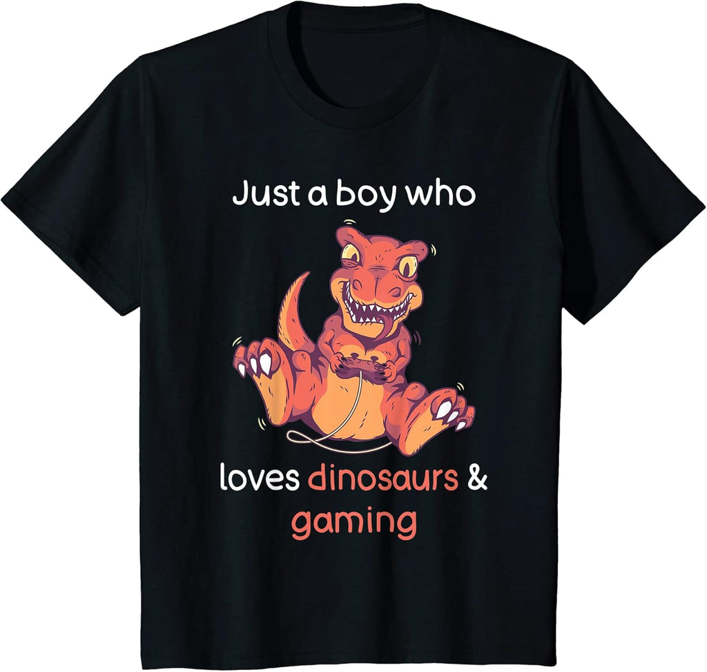 Kids Dinosaur Shirt Funny Gaming Boys Video Gamer Dinosaur Lover T-Shirt