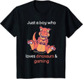 Kids Dinosaur Shirt Funny Gaming Boys Video Gamer Dinosaur Lover T-Shirt